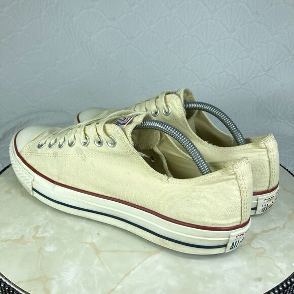 Converse All Star Low Top Sneakers Mens 10.5 Cream Canvas Streetwear Skate Shoes - Picture 7 of 13